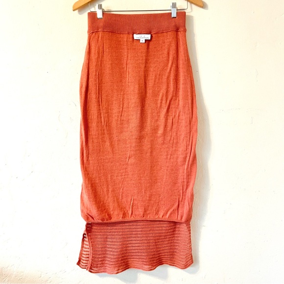 Callahan Open Knit Genny Midi Skirt, Fully Lined 100% Cotton, Rust Orange Size M - Picture 5 of 8